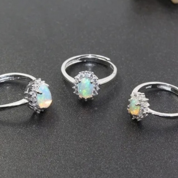 Genuine Opal Flower Ring 925 Sterling Silver Ring - Picture 5 of 7